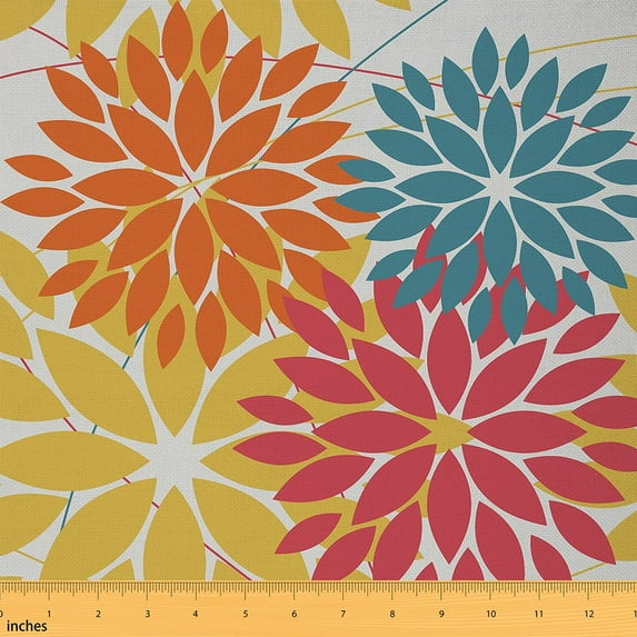 Feelyou Minimalism Flower Fabric by the Yard 2 Yards, Mid Century Fashion Home Decor Fabric by the Yard, Geometric Abstract Sewing Fabric, Ultra Soft Home Decor