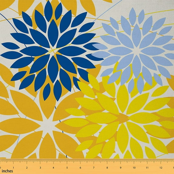 Feelyou Minimalism Flower Fabric by the Yard 2 Yards, Mid Century Fashion Sewing Fabric, Geometric Abstract Home Decor Fabric by the Yard, Microfiber Bedroom Decor