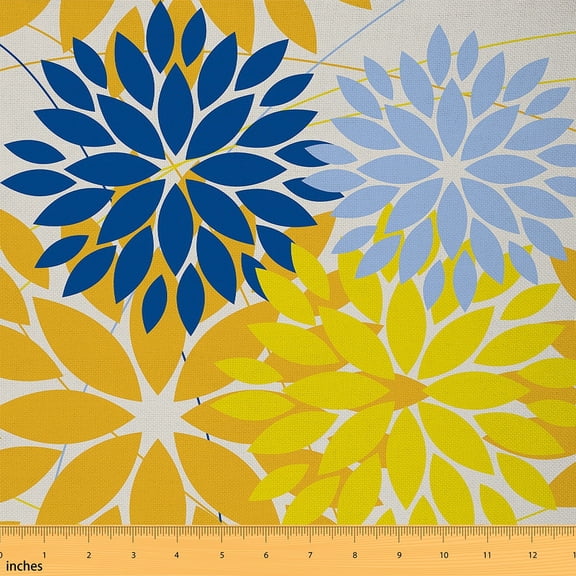 Feelyou Minimalism Flower Fabric by the Yard 2 Yards, Mid Century Fashion Sewing Fabric, Geometric Abstract Home Decor Fabric by the Yard, Microfiber Bedroom Decor