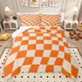 thumbnail image 1 of Feelyou Moder Square Abstract Bedding Comforter Set for Kids, Chic Orange Plaid Twin Comforter Sets, Pixelated Blocks Miners Reversible Bedding Set, Ultra Soft Bedroom Decor, 2-Piece, 1 of 8