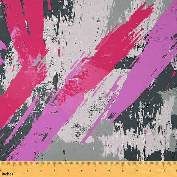 Feelyou Modern Abstract Adult Fabric by the Yard 5 Yards, Pink Violet Sewing Fabric, Chic Geometric Artwork Home Decor Fabric by the Yard, Breathable Home Decor