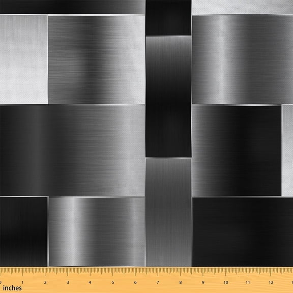 Feelyou Modern Abstract Fabric by the Yard 1 Yard, Black Grey Room Decor Fabric by the Yard, Rectangle Geometric Fabric for Sewing, Ultra Soft Home Decor