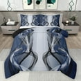 thumbnail image 1 of Feelyou Modern Artwork Teens Bedding Comforter Set, Grey Navy Abstract Twin Comforter Sets, Gradient Aesthetic Stripe Reversible Bedding Set, Luxury Bedroom Decor, 2 Pieces, 1 of 8