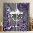 thumbnail image 1 of Feelyou Modern Basketball Player Blackout Curtains Set of 2 (52x84 Each) for Kid, Cartoon Ball Game Window Curtains, Abstract Grey Purple Curtains and Drapes, Living Room Curtains Decor, 1 of 6