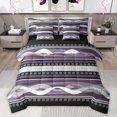 thumbnail image 1 of Feelyou Modern Boho Lines Bedding Comforter Set 7pcs for Men, Purple Cycle Abstract Queen Bedding Sets, Fashion Stripes Art Reversible Queen Sheet Sets, Ultra Soft Bedroom Decor, 1 of 8