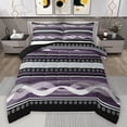 thumbnail image 1 of Feelyou Modern Boho Lines Queen Comforter Set for Men, Purple Cycle Abstract Bedding Sets, Fashion Stripes Art Reversible Bedding Comforter Set, Ultra Soft Bedroom Decor, 3-Piece, 1 of 8
