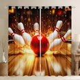 thumbnail image 1 of Feelyou Modern Bowling Lover Black Out Curtains for Adult, Gold Fire Curtains Pack of 2 (42x63 Each), Indoor Games Bedroom Curtains, Blackout Curtains Room Decor, 1 of 6