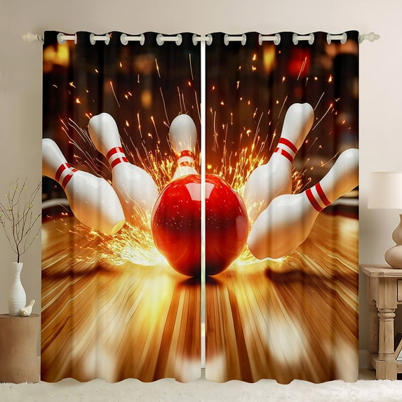 Feelyou Modern Bowling Curtains (2, 52x84), Adult Gold Fire Games