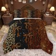 thumbnail image 1 of Feelyou Modern Brown Bow-tie Bedding Comforter Set, Fashion Cheetah Zebra Print Twin Comforter Sets, Chic Bling Stars Reversible Bedding Set, Luxury Bedroom Decor, 2-Piece, 1 of 9