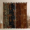 thumbnail image 1 of Feelyou Modern Brown Bow-tie Black Out Curtains, Fashion Cheetah Zebra Print Curtains Pack of 2 (42x63 Each), Chic Bling Stars Bedroom Curtains, Curtains and Drapes Decor, 1 of 6