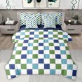 thumbnail image 1 of Feelyou Modern Buffalo Plaid Bedding Comforter Set 7 Pieces for Teens, Blue Green Square Full Bedding Set, Simple Fashion Style Reversible Fitted Sheet Flat Sheet, Microfiber Bedroom Decor, 1 of 8