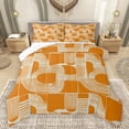 thumbnail image 1 of Feelyou Modern Cycle Square Bedding Comforter Set for Teen, Chic Patchwork Stripes Twin Comforter Sets, Orange Line Abstract Ombre Reversible Bedding Set, Super Cozy Room Decor, 2-Piece, 1 of 9