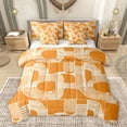 thumbnail image 1 of Feelyou Modern Cycle Square Twin Bedding Sets 7-Piece for Teen, Chic Patchwork Stripes Bedding Comforter Set, Orange Line Abstract Ombre Reversible Sheet Sets, Super Cozy Room Decor, 1 of 8