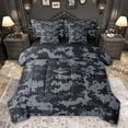 thumbnail image 1 of Feelyou Modern Fashion Camo Bedding Comforter Set 7 Pieces for Teens, Chic Camouflage Full Bedding Set, Grey Square Abstract Reversible Fitted Sheet Flat Sheet, Ultra Soft Bedroom Decor, 1 of 8