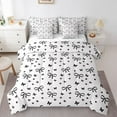 thumbnail image 1 of Feelyou Modern Fashion Ribbon Bedding Comforter Set 7 Pieces for Girl, Black Butterfly Full Bedding Set, Cartoon Stars Print Reversible Fitted Sheet Flat Sheet, Luxury Bedroom Decor, 1 of 8