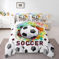 thumbnail image 1 of Feelyou Modern Football Gaming Queen Comforter Set for Boy, Black White Honeycomb Bedding Sets, Cartoon Sport Theme Reversible Bedding Comforter Set, Super Cozy Room Decor, 3 Pieces, 1 of 8