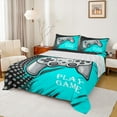 thumbnail image 1 of Feelyou Modern Game Console Bed Sheets, Cyan Artwork Graffiti King Sheets, Teens Kids Boys Girls Sheet Set, Luxury Bedroom Decor, 4pcs, 1 of 7