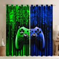 thumbnail image 1 of Feelyou Modern Game Console Blackout Curtains Set of 2 (52x84 Each) for Kids, Cartoon Gamepad Lover Window Curtains, Green Blue Square Abstract Curtains and Drapes, Curtains and Drapes Room Decor, 1 of 6