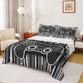thumbnail image 1 of Feelyou Modern Game Console Full Size Sheets for Kids, Cartoon Gamepad Lover Bed Sheets, Fashion Grey Square Abstract Sheet Sets, Breathable Home Decor, 4-Piece, 1 of 7