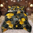thumbnail image 1 of Feelyou Modern Marbling Abstract Full Size Comforter Sets, Black Gold Honeycomb Bedding Comforter Set, Fashion Artwork Reversible Bedding Sets, Super Cozy Room Decor, 3 Pieces, 1 of 8