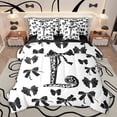 thumbnail image 1 of Feelyou Modern Monogrammed L Bedding Comforter Set 7pcs, Kawaii Princess Black Bow King Bedding Sets, Fashion Initial Letter Reversible Bed Sheets, Breathable Home Decor, 1 of 8