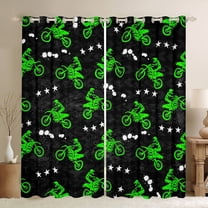 Feelyou Modern Motorcycle Print Black Out Curtains for Kid, Est Sleep Sports Curtains Pack of 2 (42x63 Each), Cartoon Stars Print Bedroom Curtains, Black Out Curtains Decor