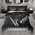 thumbnail image 1 of Feelyou Modern Musical Note Full Size Comforter Sets, Pop Music Lover Bedding Comforter Set, Saxophone Piano Print Reversible Bedding Sets, Super Cozy Room Decor, 3 Pieces, 1 of 8