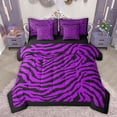 thumbnail image 1 of Feelyou Modern Purple Stripes Bedding Comforter Set 7pcs for Women, Chic Zebra Print Queen Bedding Sets, Artwork Abstract Ombre Reversible Queen Sheet Sets, Super Cozy Room Decor, 1 of 8