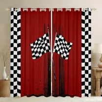 Feelyou Modern Racing Car Boys Black Out Curtains, Buffalo Checkered Flag Curtains Pack of 2 (42x63 Each), Extreme Sports Bedroom Curtains, Blackout Curtains Home Decor