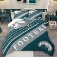 thumbnail image 1 of Feelyou Modern Rugby Football Bedding Comforter Set, Cartoon Soccer Helmet Twin Comforter Sets, Teal Grey Abstract Stripes Reversible Bedding Set, Ultra Soft Bedroom Decor, 2-Piece, 1 of 8
