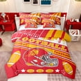 thumbnail image 1 of Feelyou Modern Rugby Helmet Twin Bedding Sets 7-Piece for Kids, Stripes Red Orange Bedding Comforter Set, Eat Sleep Sports Reversible Sheet Sets, Breathable Home Decor, 1 of 8