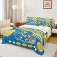 thumbnail image 1 of Feelyou Modern Rugby Helmet Twin Sheet Sets for Kids, Stripes Blue Gold Twin Fitted Sheet, Eat Sleep Sports Flat Sheet, Luxury Bedroom Decor, 3-Piece, 1 of 8