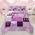 thumbnail image 1 of Feelyou Modern Skating Lover Bedding Comforter Set for Kids, Ice Skates Sport Twin Comforter Sets, Dreamy Purple Patchwork Reversible Bedding Set, Luxury Bedroom Decor, 2pcs, 1 of 8