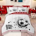 thumbnail image 1 of Feelyou Modern Soccer Sports Full Size Comforter Sets for Kids, Western Football Bedding Comforter Set, White Red Cartoon Theme Reversible Bedding Sets, Luxury Bedroom Decor, 3 Pieces, 1 of 8