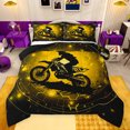 thumbnail image 1 of Feelyou Modern Speed Sports Queen Comforter Set, Extreme Motorcycle Bedding Sets, Glitter Gold Honeycomb Reversible Bedding Comforter Set, Lightweight Room Decor, 3 Pieces, 1 of 8