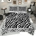 thumbnail image 1 of Feelyou Modern Zebra Print Full Size Comforter Sets for Teen, Black White Bowknot Bedding Comforter Set, Fashion Cheetah Leopard Reversible Bedding Sets, Ultra Soft Bedroom Decor, 3pcs, 1 of 8
