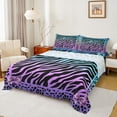 thumbnail image 1 of Feelyou Modern Zebra Print Full Size Sheets for Teen, Blue Purple Bowknot Bed Sheets, Fashion Cheetah Leopard Sheet Sets, Luxury Bedroom Decor, 4pcs, 1 of 7
