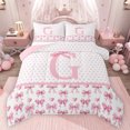 thumbnail image 1 of Feelyou Monogrammed G Full Size Comforter Sets, Ribbon Love Heart Bedding Sets, 3pcs, 1 of 8