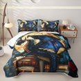 thumbnail image 1 of Feelyou Moon Night Dragon Twin Quilt Set for Men Boys, Book Rose Animal Twin Coverlet Set, Black Blue, 2-Piece, 1 of 7