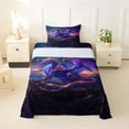 thumbnail image 1 of Feelyou Moon Stars Dragon Twin Sheet Sets for Boys, Glitter Magical Animal Bedding, Navy, 3 Pieces, 1 of 5