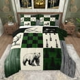 thumbnail image 1 of Feelyou Moose Bear Animal Bedding Comforter Set, Green Check Patchwork Twin Comforter Sets, Farmhouse Hunting Theme Reversible Bedding Set, Breathable Home Decor, 2 Pieces, 1 of 9