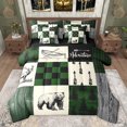 thumbnail image 1 of Feelyou Moose Bear Animal Twin Bedding Sets 7-Piece, Green Check Patchwork Bedding Comforter Set, Farmhouse Hunting Theme Reversible Sheet Sets, Breathable Home Decor, 1 of 9