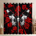 thumbnail image 1 of Feelyou Moth Skull Print Black Out Curtains for Teens, Romantic Rose Graffiti Curtains Pack of 2 (42x63 Each), Gothic Valentine's Day Bedroom Curtains, Living Room Curtains Decor, 1 of 6