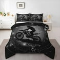 thumbnail image 1 of Feelyou Motorcycle Dirt Bike Full Size Comforter Sets, Extreme Speed Sport Bedding Comforter Set, Neon Grey Honeycomb Reversible Bedding Sets, Ultra Soft Bedroom Decor, 3-Piece, 1 of 8