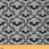 Feelyou Mystic Damask Fabric by the Yard 1 Yard for Adult, Gothic Bat Print Sewing Fabric, Halloween Style Home Decor Fabric by the Yard, Microfiber Bedroom Decor