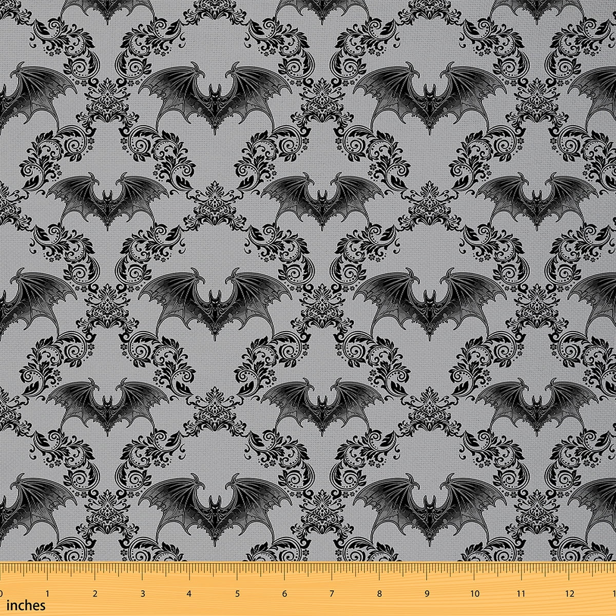 Feelyou Mystic Damask Fabric by the Yard 10 Yards for Adult, Gothic Bat Print Home Decor Fabric by the Yard, Halloween Style Sewing Fabric, Microfiber Bedroom Decor