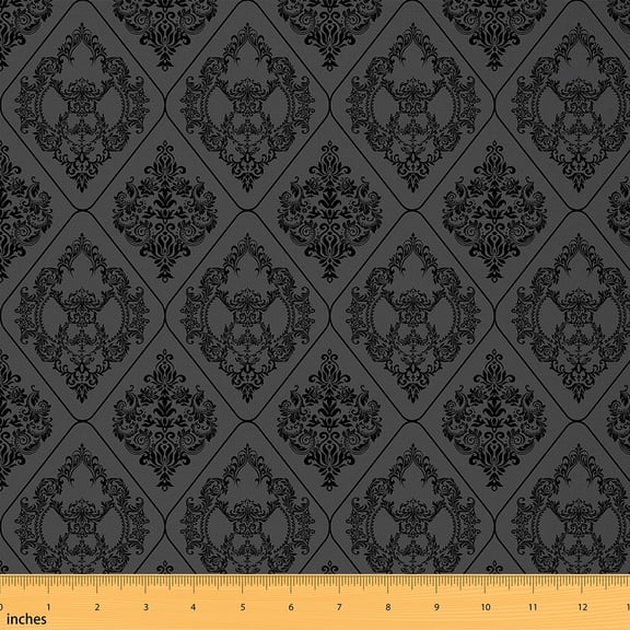 Feelyou Mystic Damask Fabric by the Yard 2 Yards for Adult, Bohemian Flower Sewing Fabric, Halloween Style Home Decor Fabric by the Yard, Microfiber Bedroom Decor