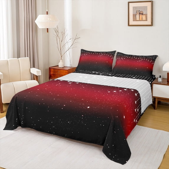 Feelyou Mystic Glitter Stars Full Size Sheets, Dreamy Starry Sky Bed Sheets, Teens Kids Child Sheet Sets, Super Cozy Room Decor, 4-Piece