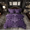 thumbnail image 1 of Feelyou Mystic Purple Damask Twin Bedding Sets 7-Piece, Hippie Western Print Bedding Comforter Set, Tribal Flower Floral Reversible Sheet Sets, Luxury Bedroom Decor, 1 of 7