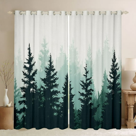 Feelyou Nature Scenery Blackout Curtains Set of 2 (52x84 Each), Jungle Pine Tree Window Curtains, Rustic Farmhouse Theme Curtains and Drapes, Blackout Curtains Room Decor